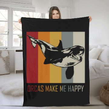 Discover Orcas Make Me Happy Killer Whale Fleece Blankets