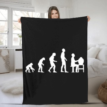 Discover Pottery Evolution Funny Ceramic Artist Gift Fleece Blankets
