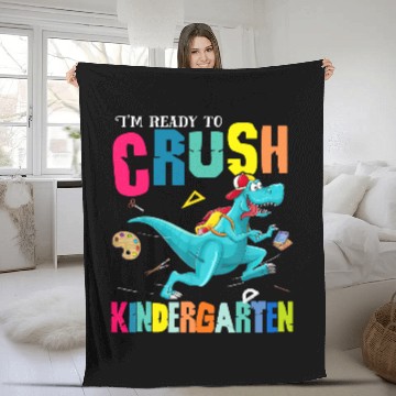 Discover I'm Ready To Crush Kindergarten Dinosaur Back To School Fleece Blankets