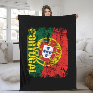 Discover Portugal Flag Vintage Distressed Fleece Blankets