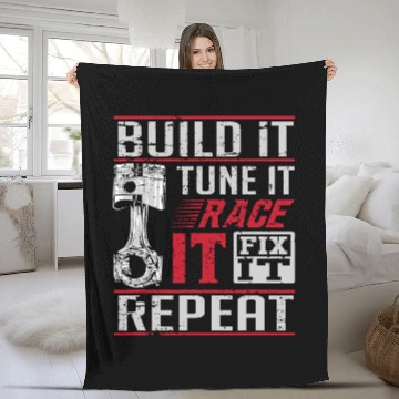 Discover Build It Tune It Race It Fix It Repeat Car Drag Racing Fleece Blankets