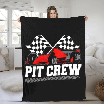Discover Pit Crew Car Racing Checkered Flag Racing Party Fleece Blankets