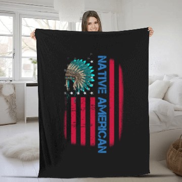 Discover Native American Day Vintage Flag USA Fleece Blankets