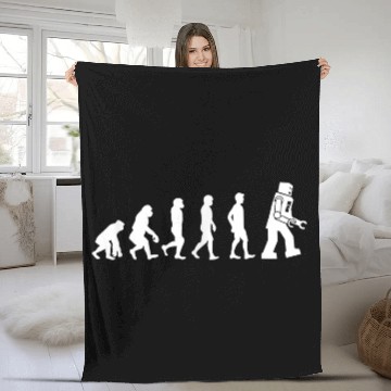 Discover Funny Tees - Ape, Monkey, Man to Robot Evolution Fleece Blankets