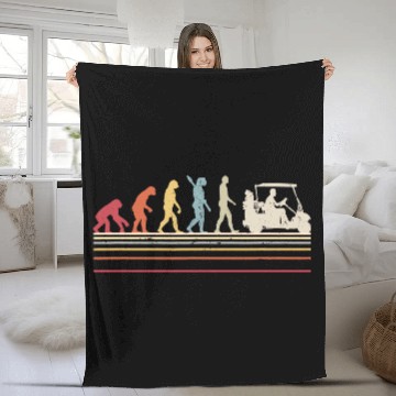 Discover Funny Golf Fleece Blankets. Retro Style Evolution Of Man Fleece Blankets