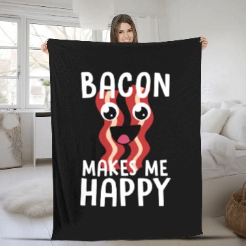 Discover Bacon Makes Me Happy Fleece Blankets