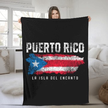 Discover Puerto Rico Island Flag Fleece Blankets