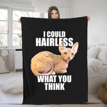Discover Hairless Cat Sphynx Cat Pun Meme Fleece Blankets