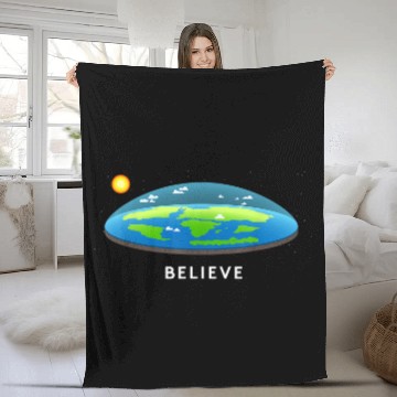 Discover Flat Earth Believe Fleece Blankets