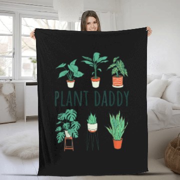 Discover Plant Daddy Nature Botanical Gardener Plant Dad Gardening Fleece Blankets