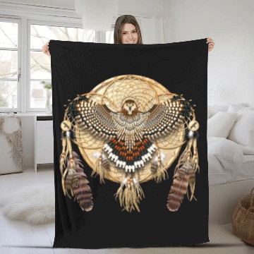 Discover Red-Tail Hawk Dreamcatcher Mandala Classic Fleece Blankets