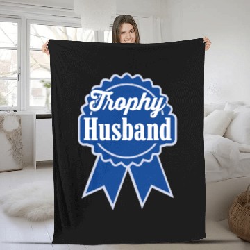 Discover Trophy Husband Retro Ribbon Style Fleece Blankets