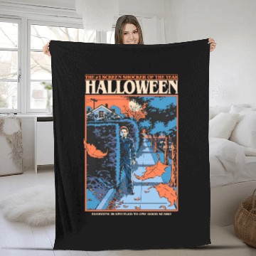 Discover The Screen Shocker Michael Myers Halloween Fleece Blankets