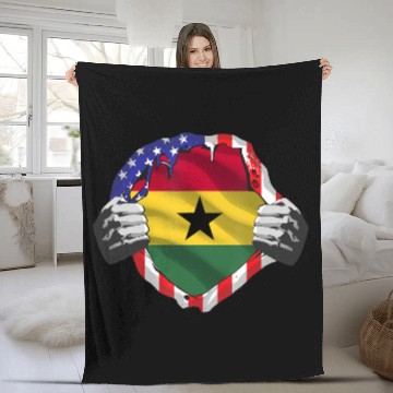 Discover Ghana Roots USA Flag Immigrant Fleece Blankets
