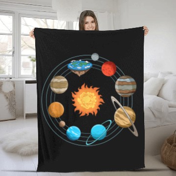 Discover Flat Earth Joke Flat Earthers Solar System Fleece Blankets