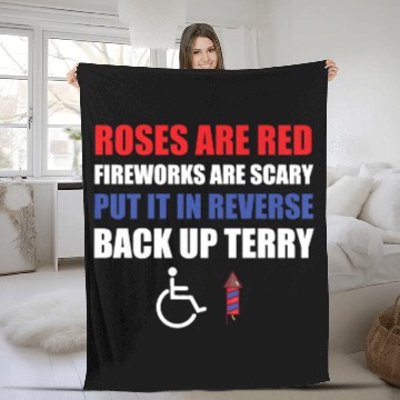 Discover Put It In Reverse Back Up Terry Funny 4th of July Fireworks Premium Fleece Blankets