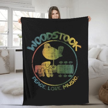Discover Woodstock Men's Colorful Logo Slim Fit Fleece Blankets