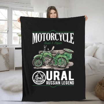 Discover Ural motorcycle offroad motorcyclist Fleece Blankets
