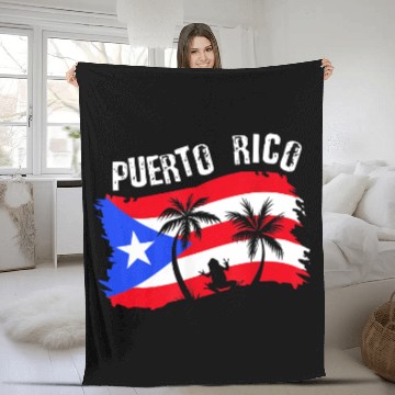 Discover Distressed Style Puerto Rico Frog Fleece Blankets