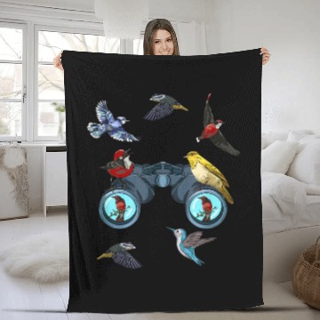 Discover Birdwatching Bird Nerd Great Bird Watcher Fleece Blankets Binoculars