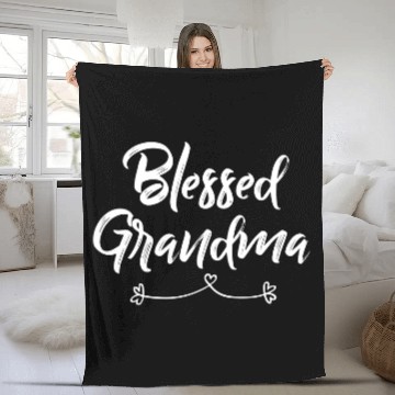Discover Womens Grandma Fleece Blankets Gift: Blessed Grandma Fleece Blankets