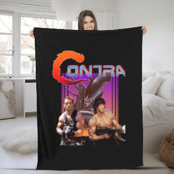 Discover Contra Movie Game Arnold Schwarzenegger Vs Sylvester Stallone Fleece Blankets