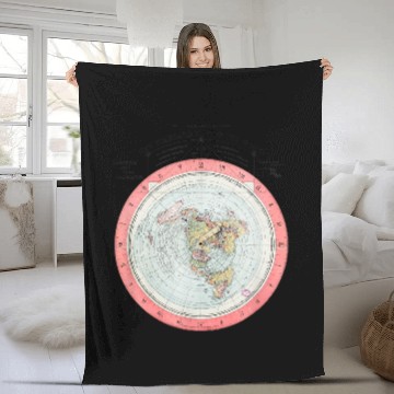 Discover Flat Earth Theory World Map - Funny Conspiracy Theory Fleece Blankets Fleece Blankets