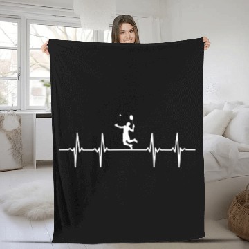 Discover Great Badminton Heartbeat Gift Shuttlecock Fleece Blankets