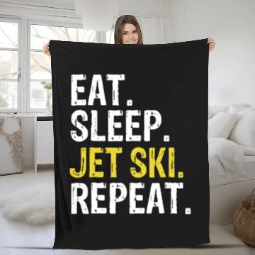 Discover Eat Sleep Jet Ski Repeat Gift Skiing Fleece Blankets