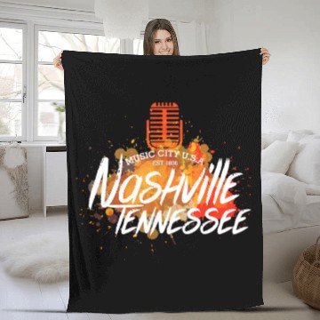 Discover Nashville Country Music City Fleece Blankets