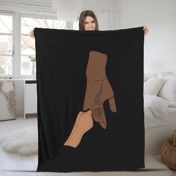Discover dads hand black power Fleece Blankets