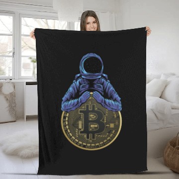 Discover Bitcoin Astronaut moon universe Fleece Blankets