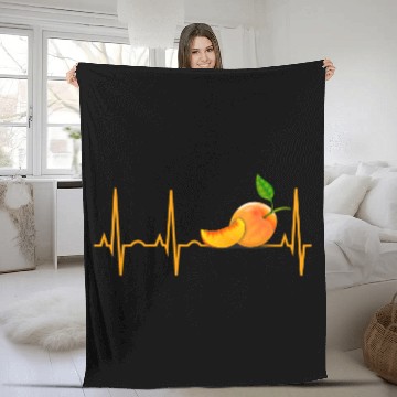 Discover Peach Fruit Heartbeat Fleece Blankets
