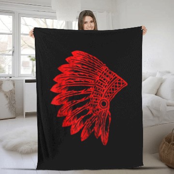Discover Native American Feather Headdress Indian Chief Tribes Pride Fleece Blankets