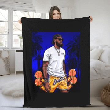 Discover Lebron James 4 Ring Championship LA Lakers Fleece Blankets