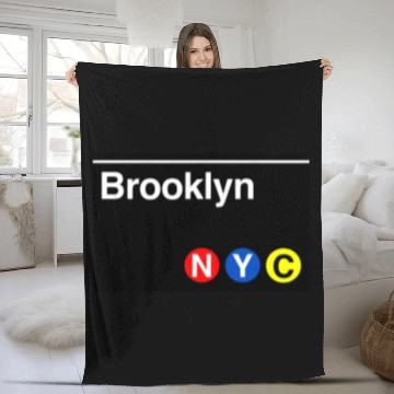 Discover Brooklyn Subway Sign - New York City - Fleece Blankets