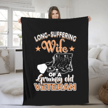 Discover long suffering wife of a grumpy old veteran Fleece Blankets