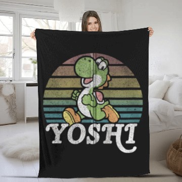 Discover Super Mario Yoshi Retro Line Run Portrait Zip Gift Fleece Blankets