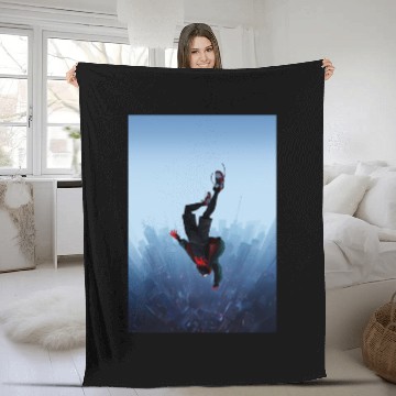 Discover Miles Morales jump Fleece Blankets