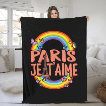 Discover Paris je t'aime I Love Eiffel Tower Fleece Blankets