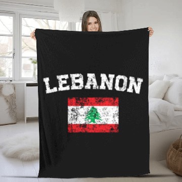 Discover Vintage Flag Lebanon Fleece Blankets