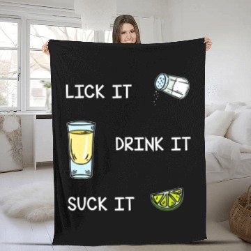 Discover Funny Tequila Lick Salt Drink It Suck Lime Drinking Fleece Blankets