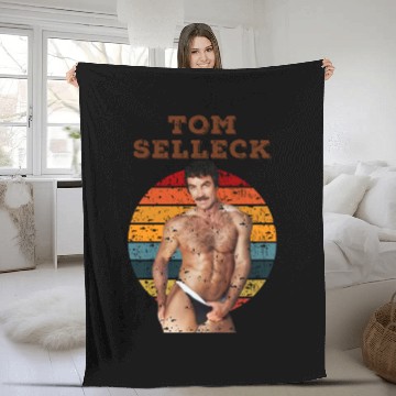 Discover Tom Selleck Sexy Hot 80s - Tom Selleck - Fleece Blankets