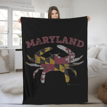 Discover Maryland State Blue Crab Pride Flag Fleece Blankets