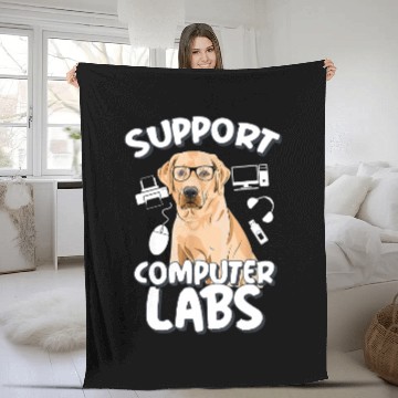 Discover Computer Lab Funny Computer Science Teacher Dog Fleece Blankets