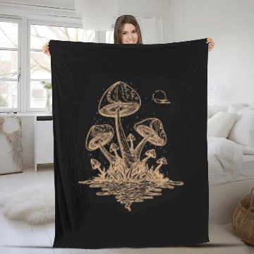 Discover Cottagecore Mushrooms Fungi Goblincore Aesthetic Fleece Blankets