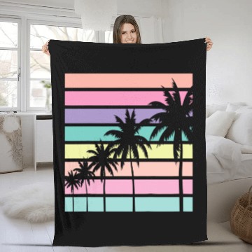 Discover Pastel Fleece Blankets Palm Tree Vacation Beach