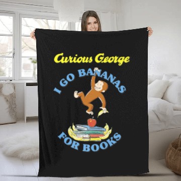 Discover Curious George I Go Bananas For Books Book Stack Fleece Blankets