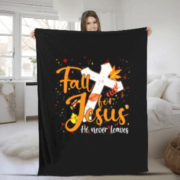 Discover Fall For Jesus He Never Leaves Canada Maples Fleece Blankets