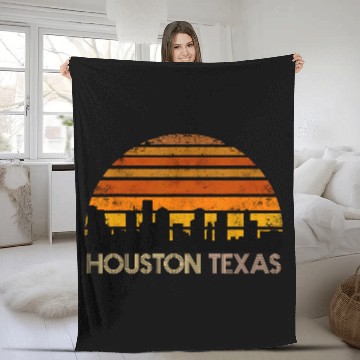 Discover Houston Texas Vintage Fleece Blankets